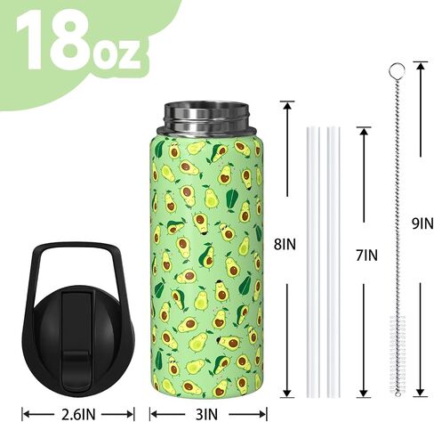 ديزي هدايا 18oz سبورت ماء زجاجة مع غطاء القش والربعة ، زجاجة مياه صالة رياضية معزولة من الفولاذ المقاوم للصدأ ، هدايا عاشق الزهور للنساء الرجال (1 كمبيوتر) in Kuwait