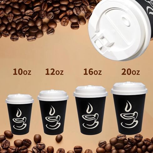 Treemvi-100 Count Count Shicay Coffee Couph Lids 10oz و 12 أوقية و 16 أوقية و 20 من أكواب الورق الساخنة كوب شرب بارد بارد أغطية كوب بلاستيكي يمكن التخلص منه أبيض يمكن التخلص منه in Saudi Arabia