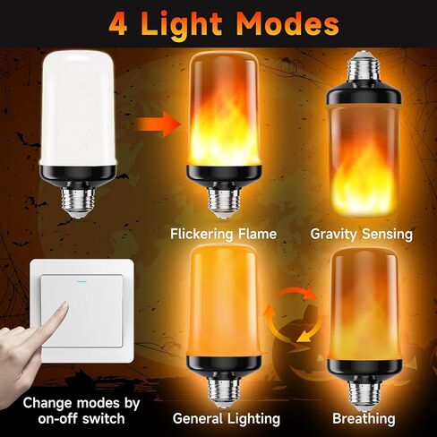 مصابيح ضوء اللهب Hyrion LED ، 4 أوضاع مصابيح الضوء الخمور مع التأثير رأسا على عقب ، e26 base flame fire light in Saudi Arabia