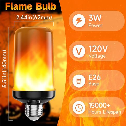 مصابيح ضوء اللهب Hyrion LED ، 4 أوضاع مصابيح الضوء الخمور مع التأثير رأسا على عقب ، e26 base flame fire light in Saudi Arabia