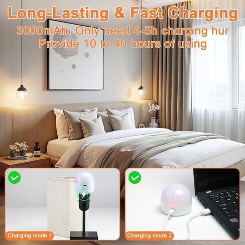 المصباح الكهربائي القابل لإعادة الشحن E26 مع الشحن التلقائي - لمبة الشحن اللاسلكية المغناطيسية مع عن بعد وتوقيت ، ونسخة احتياطية للبطاري in Kuwait