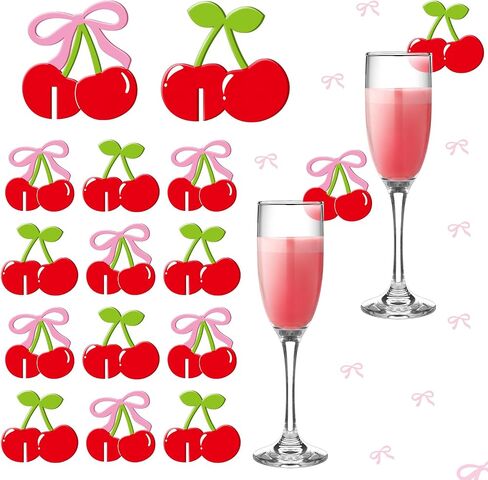 chunful 36 pcs لطيف كرز مشروب علامات الأكريليك الوردي والأحمر كرز وشراب العلامات سحر ل Bachelorette coquett in Saudi Arabia
