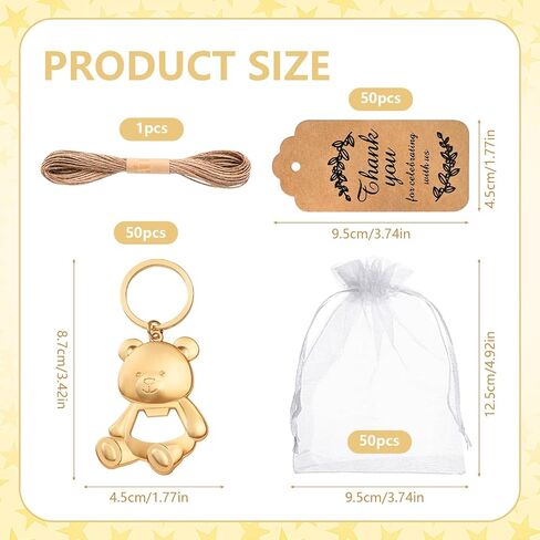 50Pack Bear Bear Bottle -keychain keychain dears return favors for stepors bear beat unping with urgarza bags tags for birthth in Kuwait