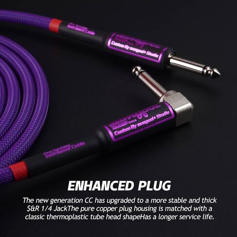 15ft Guitar Cable, 1/4 Inch Straight/Angle Instrument Cable, Electric Cord Amp Cord for Bass Amp and Instruments (CC Purple Braided) in Saudi Arabia