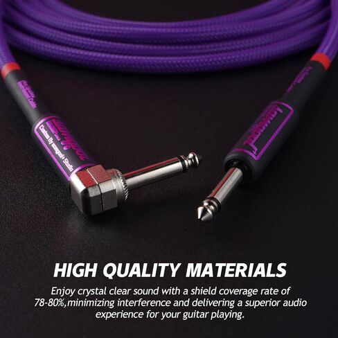 15ft Guitar Cable, 1/4 Inch Straight/Angle Instrument Cable, Electric Cord Amp Cord for Bass Amp and Instruments (CC Purple Braided) in Saudi Arabia