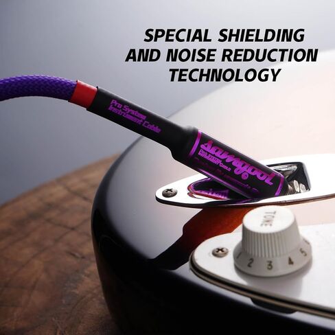 15ft Guitar Cable, 1/4 Inch Straight/Angle Instrument Cable, Electric Cord Amp Cord for Bass Amp and Instruments (CC Purple Braided) in Saudi Arabia