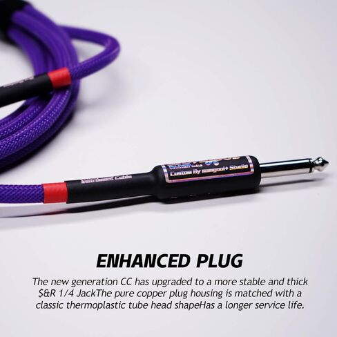 15ft Guitar Cable, 1/4 Inch Straight/Angle Instrument Cable, Electric Cord Amp Cord for Bass Amp and Instruments (CC Purple Braided) in Saudi Arabia