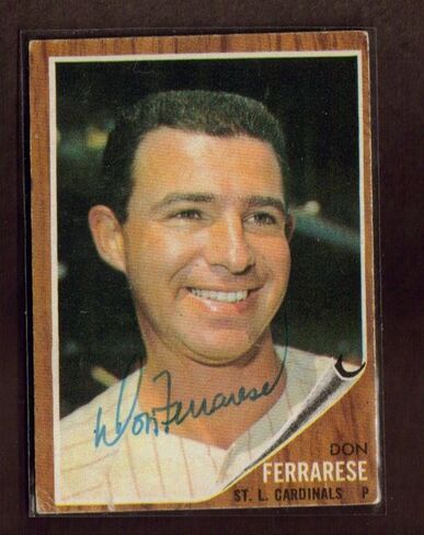 1962 Topps Hi #547 Don Ferrarese Cardinals وقع Auto 15a - بطاقات البيسبول الموقعة in Saudi Arabia