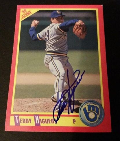 Teddy Higuera Brewers 1990 Score #305 Ink Authentic Signed Autograph JG2 - MLB Autographed Baseball Cards in Saudi Arabia
