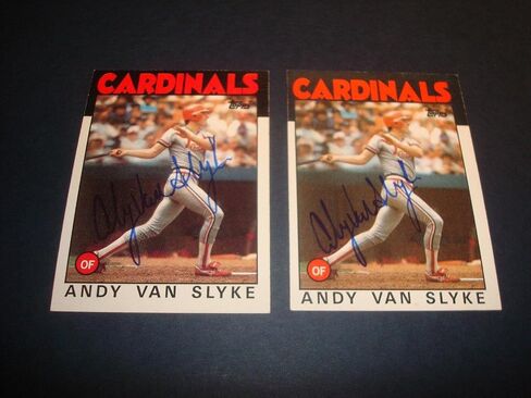 1986 Topps #683 Andy Van Slyke Cardinals TOUGH Signed Authentic Autograph DB - Autographed Baseball Cards in Saudi Arabia