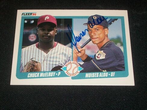 Pittsburgh Pirates Moises Alou وقعت Auto 1990 Fleer Rookie Card #650 A17 - بطاقات البيسبول الموقعة in Saudi Arabia