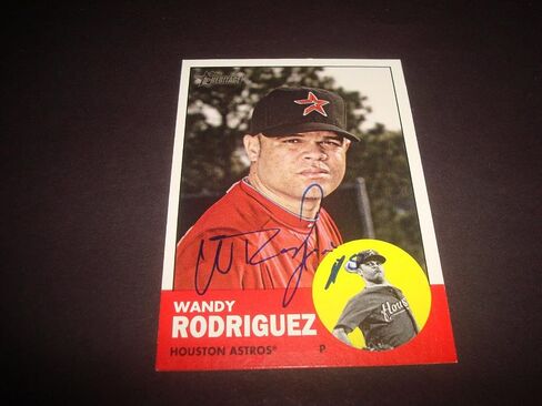 Wandy Rodriguez Astros 2012 Topps Heritage #99 Signed Authentic Autograph 920 - MLB Autographed Baseball Cards in Saudi Arabia