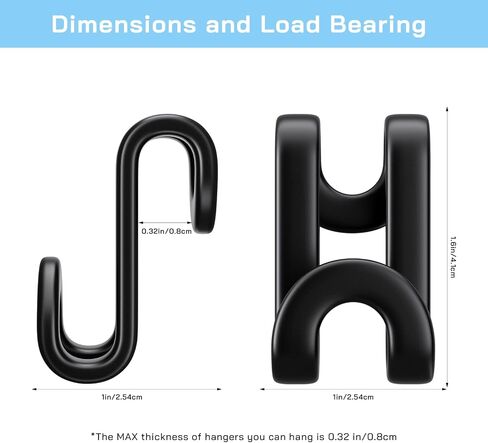 Tinfoll Black Hanger Connector Hooks ، 100pc egining acains ، مقاطع موسع شماعات للملابس الثقيلة لمقاطع شماعات الخزانة. in Saudi Arabia