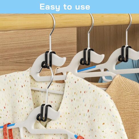 Tinfoll Black Hanger Connector Hooks ، 100pc egining acains ، مقاطع موسع شماعات للملابس الثقيلة لمقاطع شماعات الخزانة. in Saudi Arabia