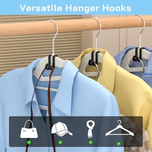 Tinfoll Black Hanger Connector Hooks ، 100pc egining acains ، مقاطع موسع شماعات للملابس الثقيلة لمقاطع شماعات الخزانة. in Saudi Arabia