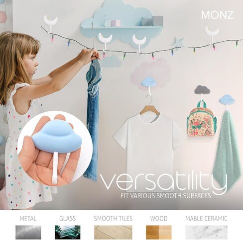 Monz Cute Hooks, Cute Hooks Hanging, Kids Hooks, Cute Wall Hooks, Hook Kids Room, Bathroom Hooks Kids Towel Hooks,kids wall hooks, Cute Hooks for wall, Kids Bathroom Accessories, Pack X3 in Saudi Arabia