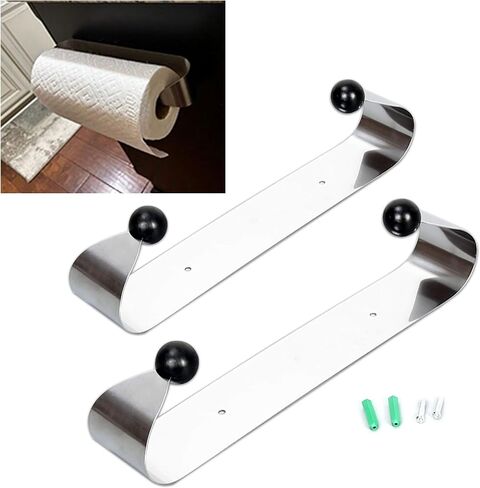 ECOTRIC Wall Mount Paper Towel Rack, Stainless Steel Kitchen Paper Towel Holder Under Cabinet，Silver Stylish Convenient Rollable Space-Saving Design in Saudi Arabia