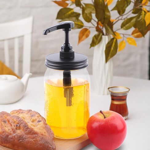 Mason Jar Syrup Sauce Sauce Sauge Pump Lids for Wide Mouth Airbight & Teak-Profive Coffee Bar Syrup Supenser Pump Food Grade Pump 2 عبوات (جرة غير متضمنة) in Saudi Arabia