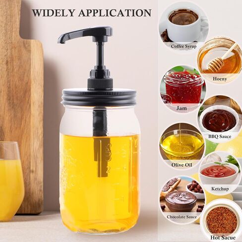 Mason Jar Syrup Sauce Sauce Sauge Pump Lids for Wide Mouth Airbight & Teak-Profive Coffee Bar Syrup Supenser Pump Food Grade Pump 2 عبوات (جرة غير متضمنة) in Saudi Arabia