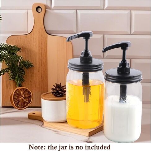 Mason Jar Syrup Sauce Sauce Sauge Pump Lids for Wide Mouth Airbight & Teak-Profive Coffee Bar Syrup Supenser Pump Food Grade Pump 2 عبوات (جرة غير متضمنة) in Saudi Arabia