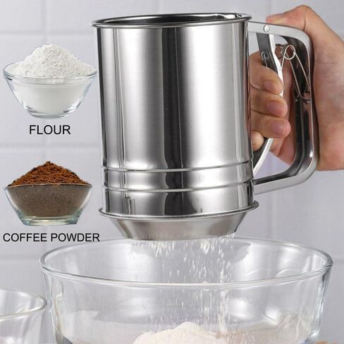 2 Packs Powdered Sugar Shaker Duster 304 Stainless Steel Powdered Sugar Shaker Duster Set, Powdered Sugar Duster for baking, Coffee, Sugar, Pepper, Flour in Kuwait