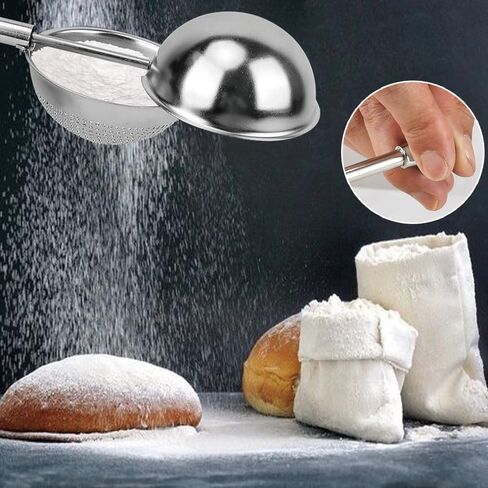 2 Packs Powdered Sugar Shaker Duster 304 Stainless Steel Powdered Sugar Shaker Duster Set, Powdered Sugar Duster for baking, Coffee, Sugar, Pepper, Flour in Kuwait