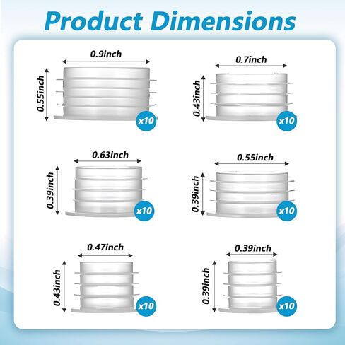 60 Pack Salt and Pepper Shaker Plugs 6 Size Salt Shaker Plug Replacement Reusable Salt-Shaker Stopper Round End Caps Plugs for Neck Diameters 0.39", 0.47", 0.55", 0.63", 0.7", 0.9"Bottles in Saudi Arabia