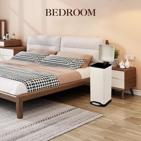 علبة القمامة من الفولاذ المقاوم للصدأ مع غطاء ناعم من القمر ، وعلب المطبخ مقاوم البصمات 8 جالون/30 لتر ، حاوية إعادة التدوير مع دلاء داخلية قابلة للإزالة ودواسة القدم لحمام غرفة نوم المكتب in Kuwait