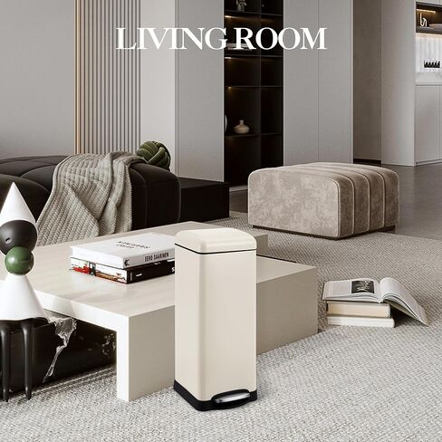 علبة القمامة من الفولاذ المقاوم للصدأ مع غطاء ناعم من القمر ، وعلب المطبخ مقاوم البصمات 8 جالون/30 لتر ، حاوية إعادة التدوير مع دلاء داخلية قابلة للإزالة ودواسة القدم لحمام غرفة نوم المكتب in Kuwait