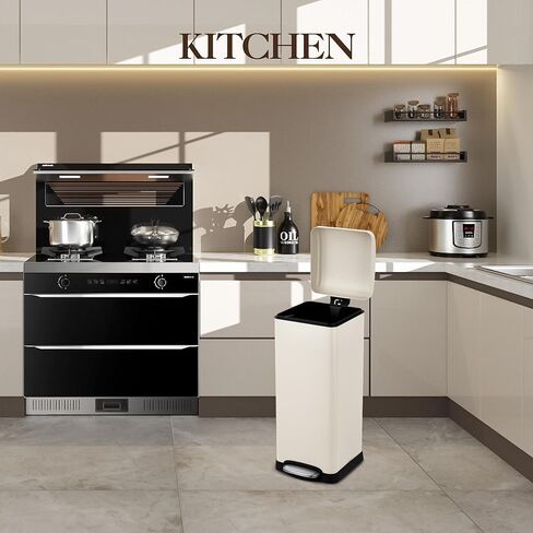 علبة القمامة من الفولاذ المقاوم للصدأ مع غطاء ناعم من القمر ، وعلب المطبخ مقاوم البصمات 8 جالون/30 لتر ، حاوية إعادة التدوير مع دلاء داخلية قابلة للإزالة ودواسة القدم لحمام غرفة نوم المكتب in Kuwait