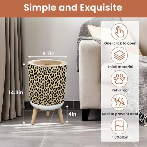 سلة القمامة الحمام مع غطاء الفهد بطبعة عالي الكعب سلة النفايات بنفايات المطبخ ديكور غرفة نوم المطبخ حافلة سطل 1.8 جالون in Kuwait
