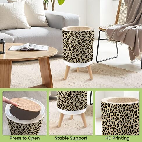 سلة القمامة الحمام مع غطاء الفهد بطبعة عالي الكعب سلة النفايات بنفايات المطبخ ديكور غرفة نوم المطبخ حافلة سطل 1.8 جالون in Kuwait