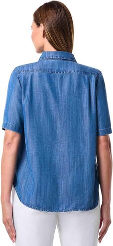 Coolibar Upf 50+ Women's Everglade Chambray قميص قصير الأكمام - واقية من الشمس in Saudi Arabia