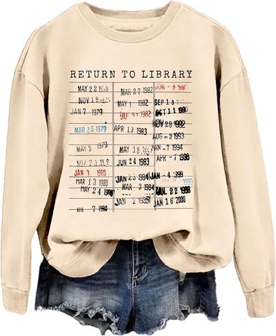 العودة إلى المكتبة Sweatshirt Women Vintage Book Lovers Sirt in Kuwait