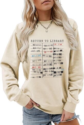 العودة إلى المكتبة Sweatshirt Women Vintage Book Lovers Sirt in Kuwait