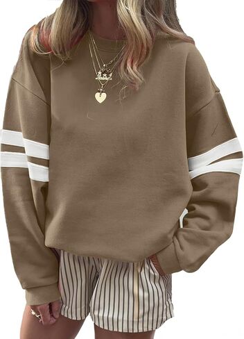 Acelitt Women Casual Long Sleeve Crewneck Color Block Sweatshirts Pullover Tops,S-XXL in Saudi Arabia