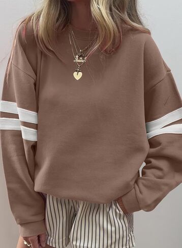 Acelitt Women Casual Long Sleeve Crewneck Color Block Sweatshirts Pullover Tops,S-XXL in Saudi Arabia
