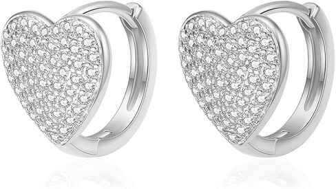 Rhinestone Heart Huggie Hoop Earrings for Women Clear CZ Hearted Stud Cartilage Hoops Earring Sparkly Jewelry in Saudi Arabia