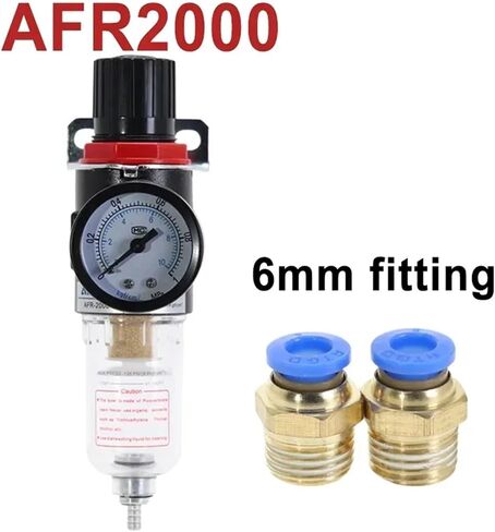 AFR-2000 Pneumatic Filter Air Treatment Unit Pressure Compressor Reducing Valve Oil Water Separation Regulator AFR2000 Gauge(AFR-2000 w PC-6MM) in Kuwait