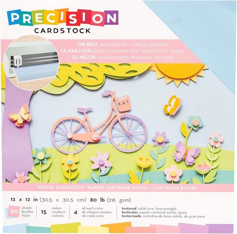 American Crafts Precision Cardstock Pack 80lb 12"X12" 60/Pkg-Bright/Textured in Kuwait