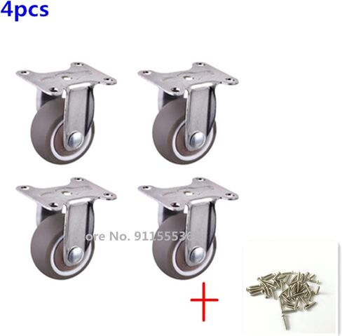 80kg 4Pcs Furniture Casters Wheels Soft Rubber Swivel Caster Silver Roller for Chair Household(White) in Saudi Arabia
