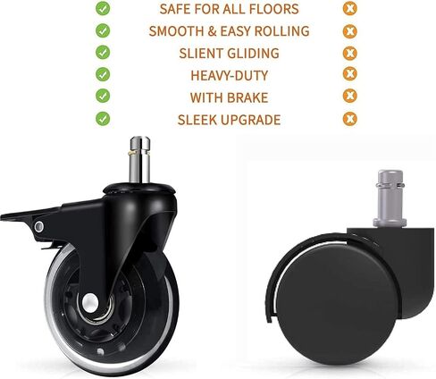 5Pcs Caster Wheels with Brakes 11mm for Low Pile Carpet,Heavy Duty Quiet Swivel Repl in Saudi Arabia