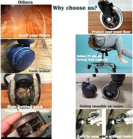 5Pcs Caster Wheels with Brakes 11mm for Low Pile Carpet,Heavy Duty Quiet Swivel Repl in Saudi Arabia