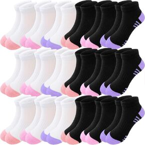 Bemeol Girls Socks 18 أزواج الجوارب في الكاحل للفتيات القطن الرياضي Sock Athletic Running Low Cut Sock for Little Bid Kids in Kuwait