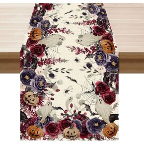 Xchi Flowers Spooky Pumpkin Halloween Table Runner Party Table Decoration for Home Kitch Deining Holiday Decor in Kuwait