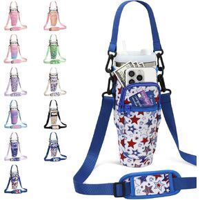 DLOCCOLD Water Bottle Carrier Bag with Phone Pocket for 40 oz Tumbler, Water Bottle Holder with Adjustable Shoulder & Handheld Strap, Carrier Sling Bag for Water Bottle Walking Camping Travelling in Saudi Arabia