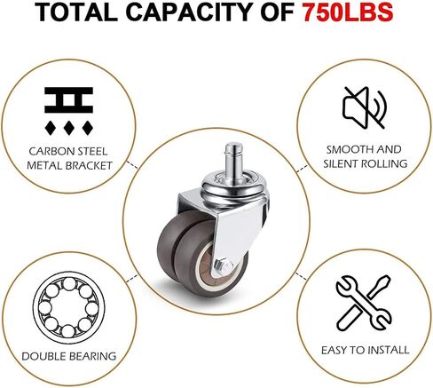 2 Inch Office Chair Wheels for Replacement Rubber Casters Safe for Hardwood Floor and Carpet Set of 5 in Saudi Arabia