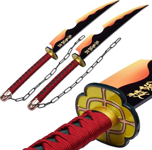 Ziqing Demon Katana Sword Real Metal Uzui Tengen Katana Anime Cosplay Sword ، مجموعة متنوعة من الأنماط ， 30inchs in Saudi Arabia