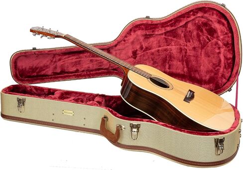 Crossrock Master Series Dreadnought Acoustic Guitar Case لـ Gibson J-45 / Martin D-Style | ملازمات ملاويت الأزرق تويد تويد ، قذيفة إعادة هندسة ، مقبض جلدي وداخل مخملي الذهب in Kuwait