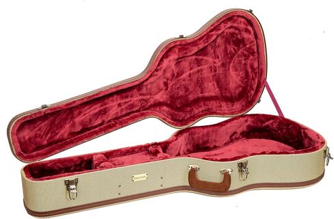 Crossrock Master Series Dreadnought Acoustic Guitar Case لـ Gibson J-45 / Martin D-Style | ملازمات ملاويت الأزرق تويد تويد ، قذيفة إعادة هندسة ، مقبض جلدي وداخل مخملي الذهب in Kuwait